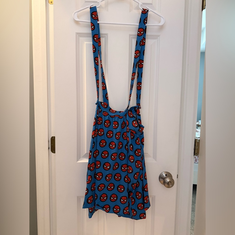 Blue Spider Print Mini Dress with Adjustable Straps